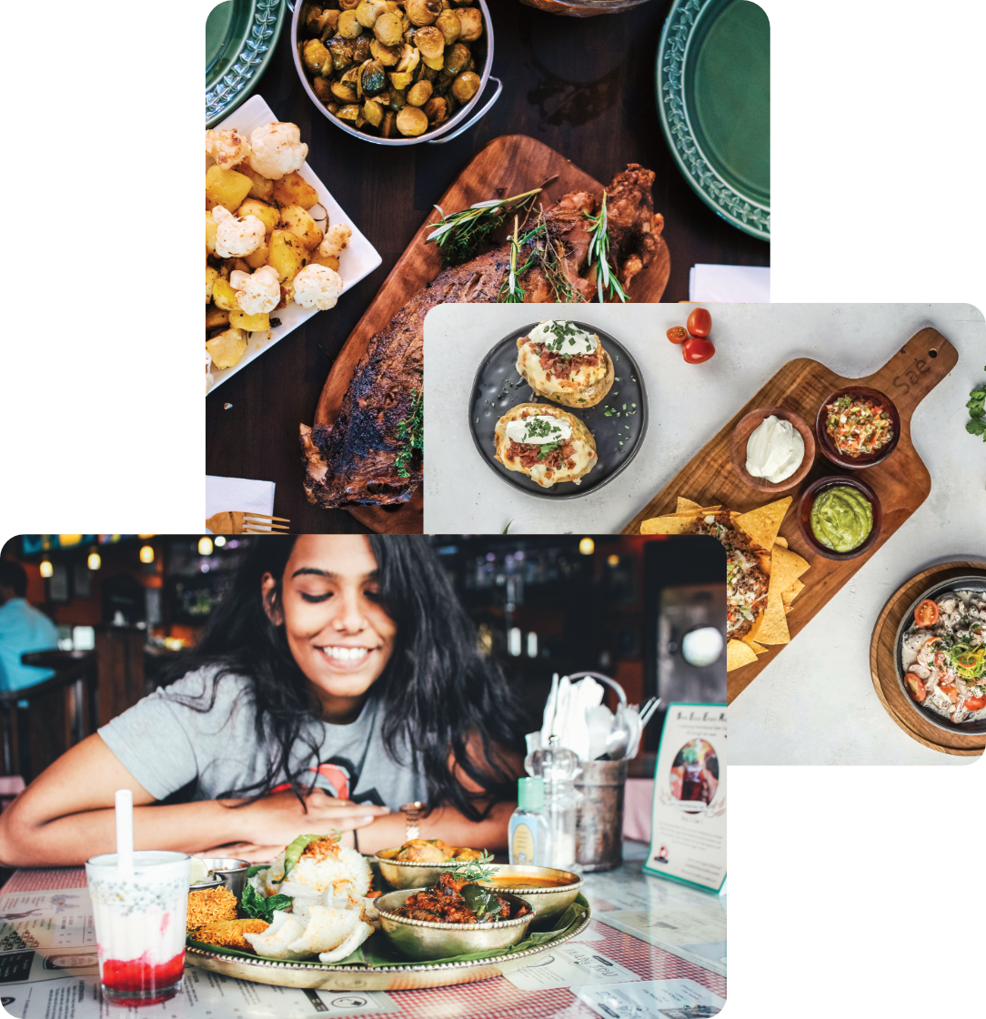 Woman enjoying food, meals in storage container, and food bowls on a table